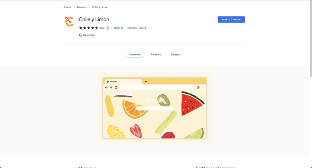 chrome webstore page
